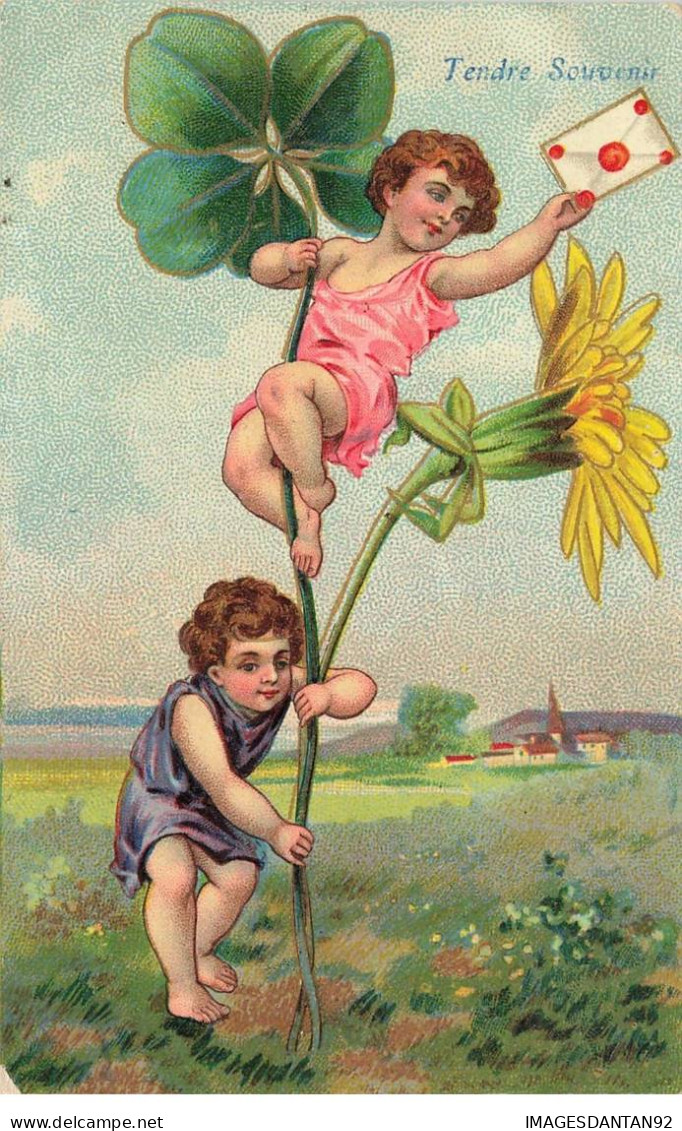 FANTAISIES #MK39615 TENDRE SOUVENIR DEUX ENFANTS FLEURS GEANTE ENVELOPPE - Sonstige & Ohne Zuordnung