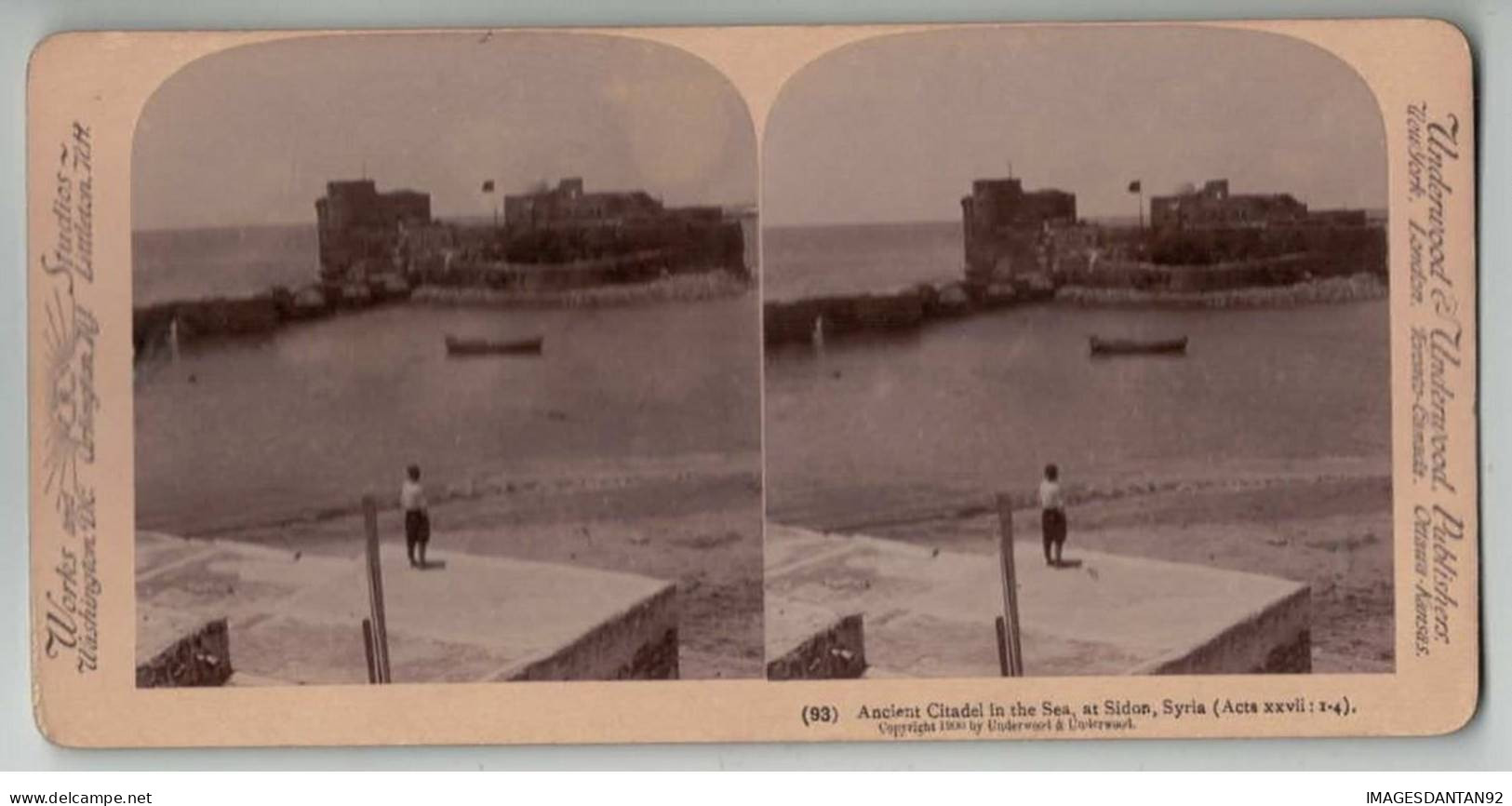 SYRIE LIBAN #PP1303 SYRIA SIDON ANCIENNE CITADELLE DANS LA MER 1899 - Fotos Estereoscópicas