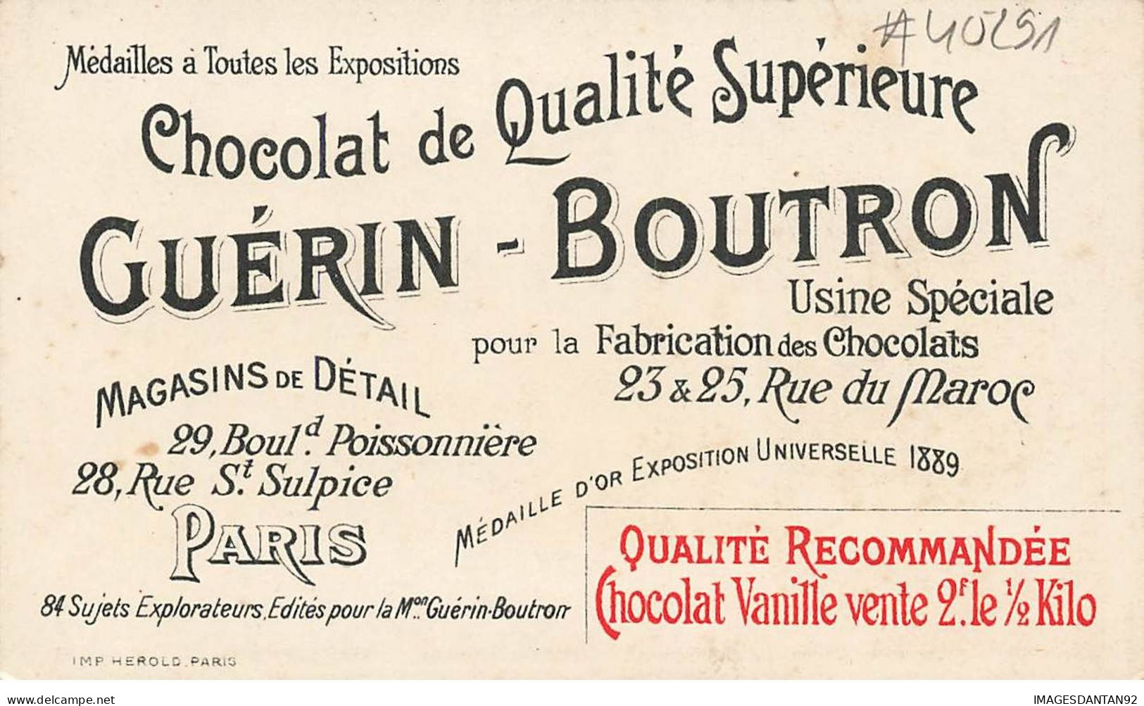 CHROMO #CL40291 CHOCOLAT GUERIN BOUTRON CONQUETE MADAGASCAR GENERAL DE TORCY MILITAIRE  HEROLD PARIS - Guérin-Boutron