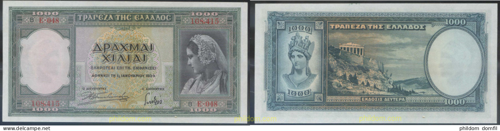 2913 GRECIA 1939 GREECE 1000 DRACHMA 1939 - Griekenland