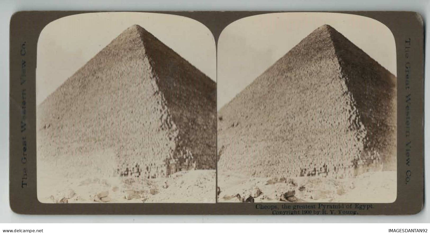 EGYPTE EGYPT #PP1334 GIZEH CHEOPS LA PLUS GRANDE PYRAMIDE 1899 - Photos Stéréoscopiques