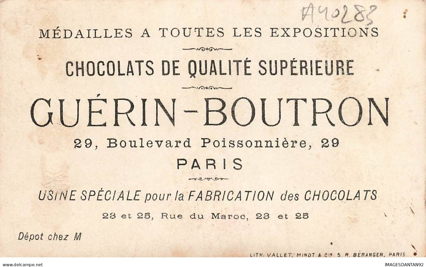 CHROMO #CL40283 CHOCOLAT GUERIN BOUTRON ENFANTS EN SOIREE EVANTAILS VALLET MINOT PARIS - Guerin Boutron