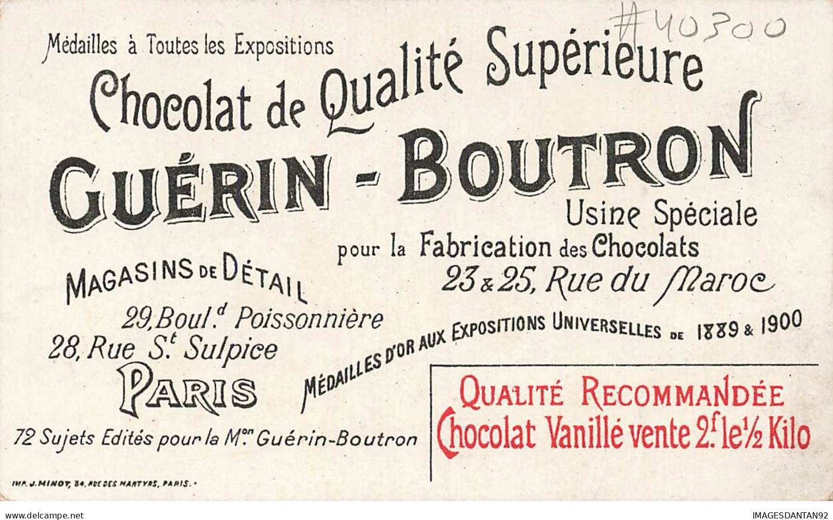 CHROMO #CL40300 CHOCOLAT GUERIN BOUTRON LES MOTS HISTORIQUES LOUIS XIV MOLIERE MINOT PARIS - Guerin Boutron