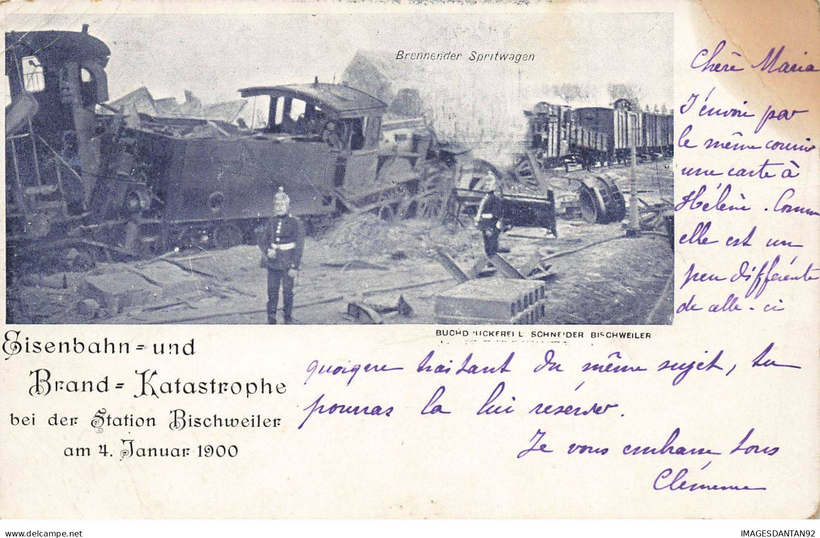 67 BISCHWILLER #AS38467 BISCHWEILER CATASTROPHE ACCIDENT BRENNENDER SPRITWAGEN TRAIN WAGON 1900 - Bischwiller