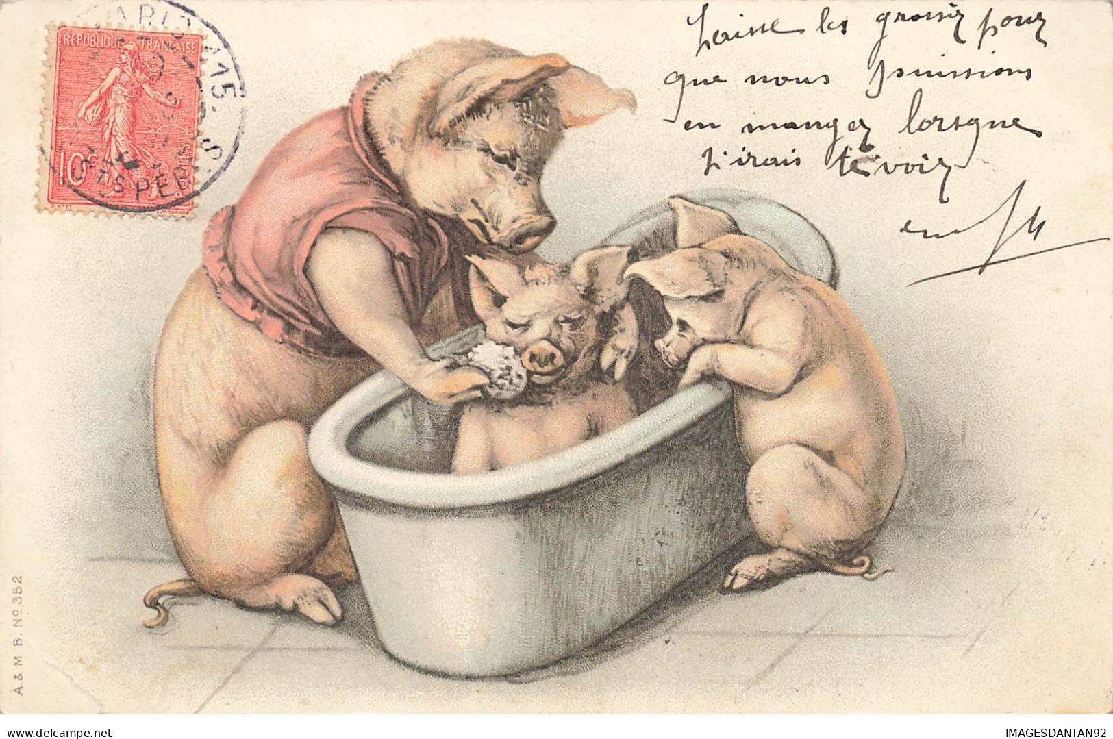 COCHONS #MK41592 COCHONS HUMANISERS BAIGNOIRE LE BAIN - Schweine