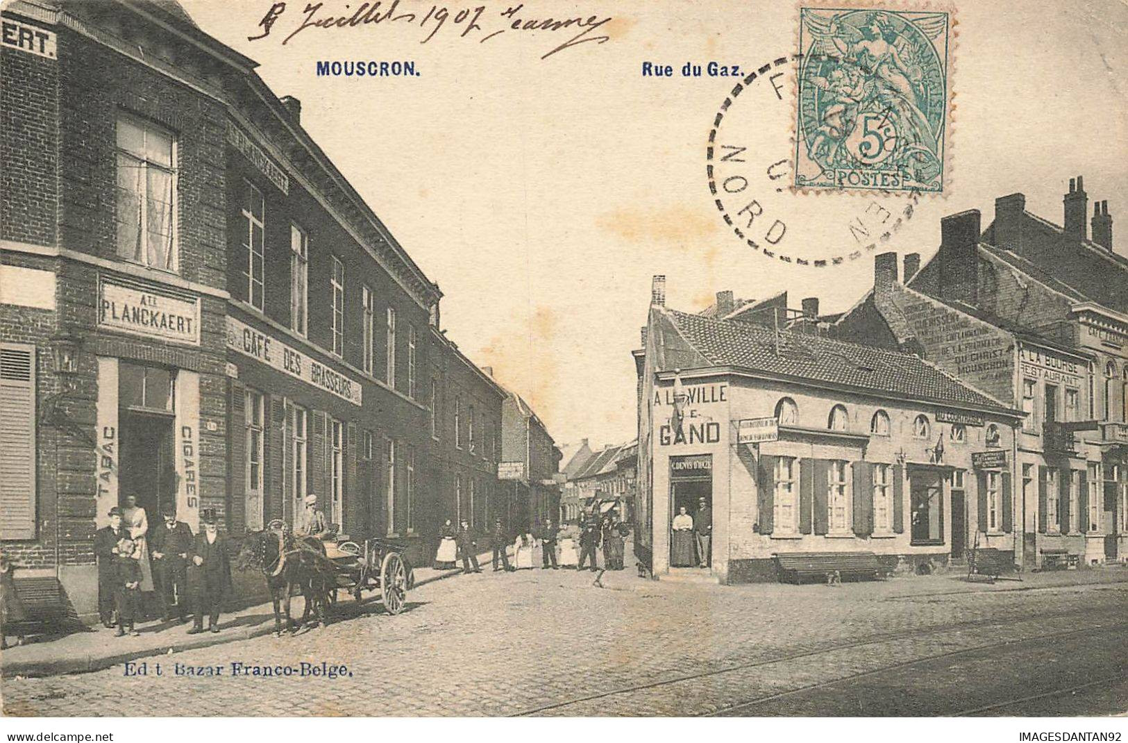 BELGIQUE #MK42076 MOUSCRON RUE DU GAZ TABAC CAFE DES BRASSEURS - Moeskroen