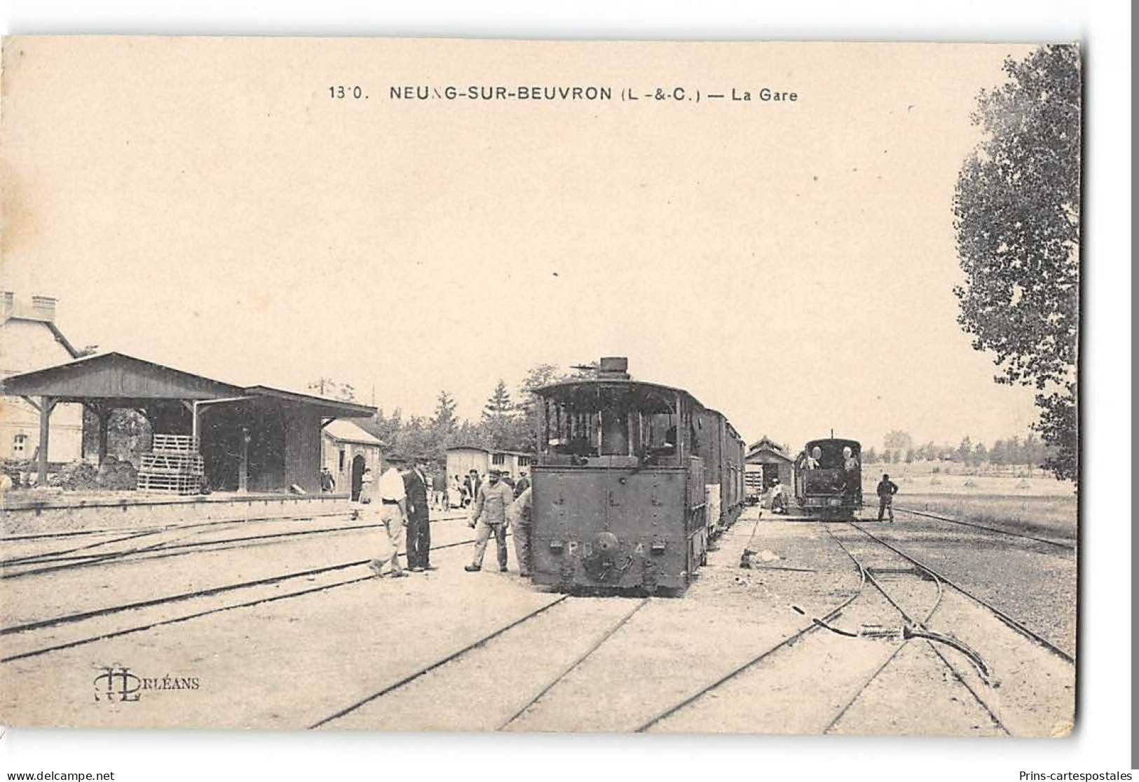 CPA 41 Neung Sur Beuvron La Gare Et Le Train Tramway - Neung Sur Beuvron