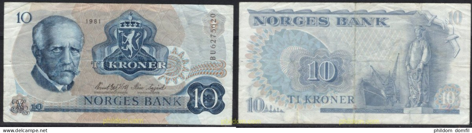 8427 NORUEGA 1981 NORGES 10 KRONER 1981 - Norvège