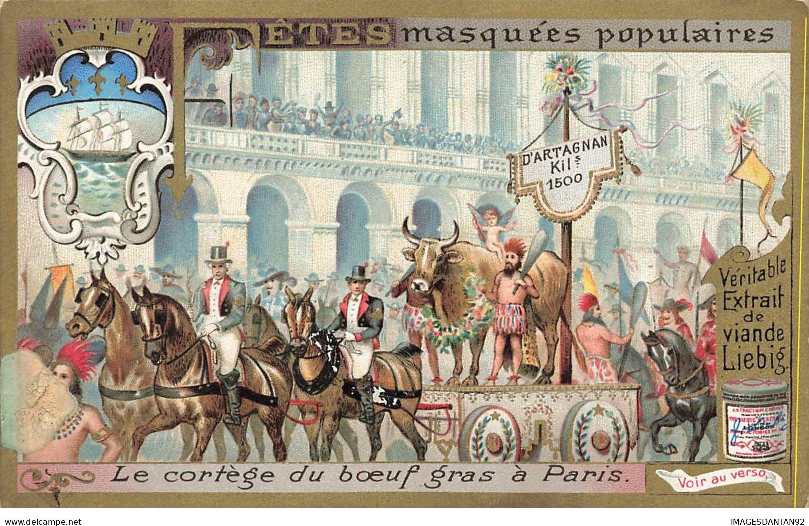 CHROMO #CL31219 LIEBIG S588 FETES MASQUEES POPULAIRES CORTEGE BOEUF GRAS PARIS - Liebig