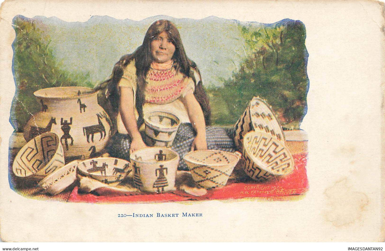 INDIENS #MK43826 INDIAN BASKET MAKER - Native Americans