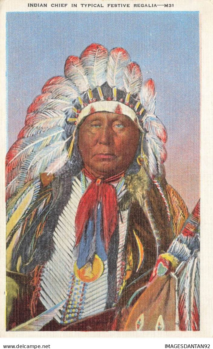 INDIENS #MK41859 INDIAN CHIEF IN TYPICAL FESTIVE REGALIA - Native Americans