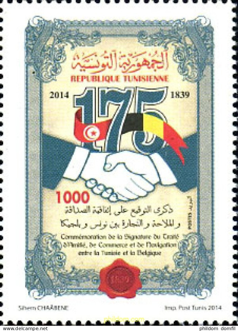 334236 MNH TUNEZ 2014 RELACIONES CON BELGICA - Tunisia (1956-...)
