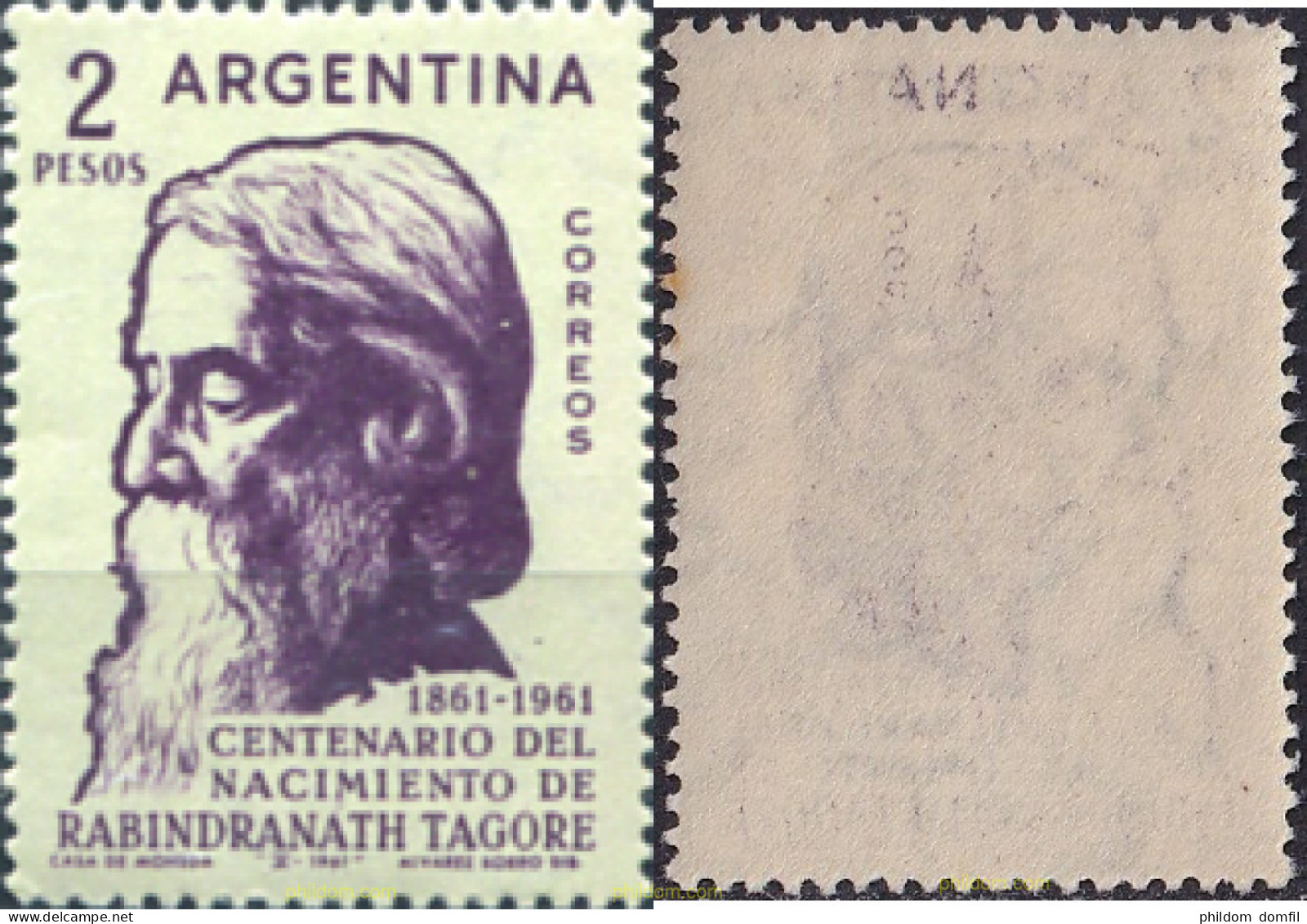 726679 MNH ARGENTINA 1961 CENTENARIO DEL NACIMIENTO DE RABINDRANATH TOGORE - Neufs