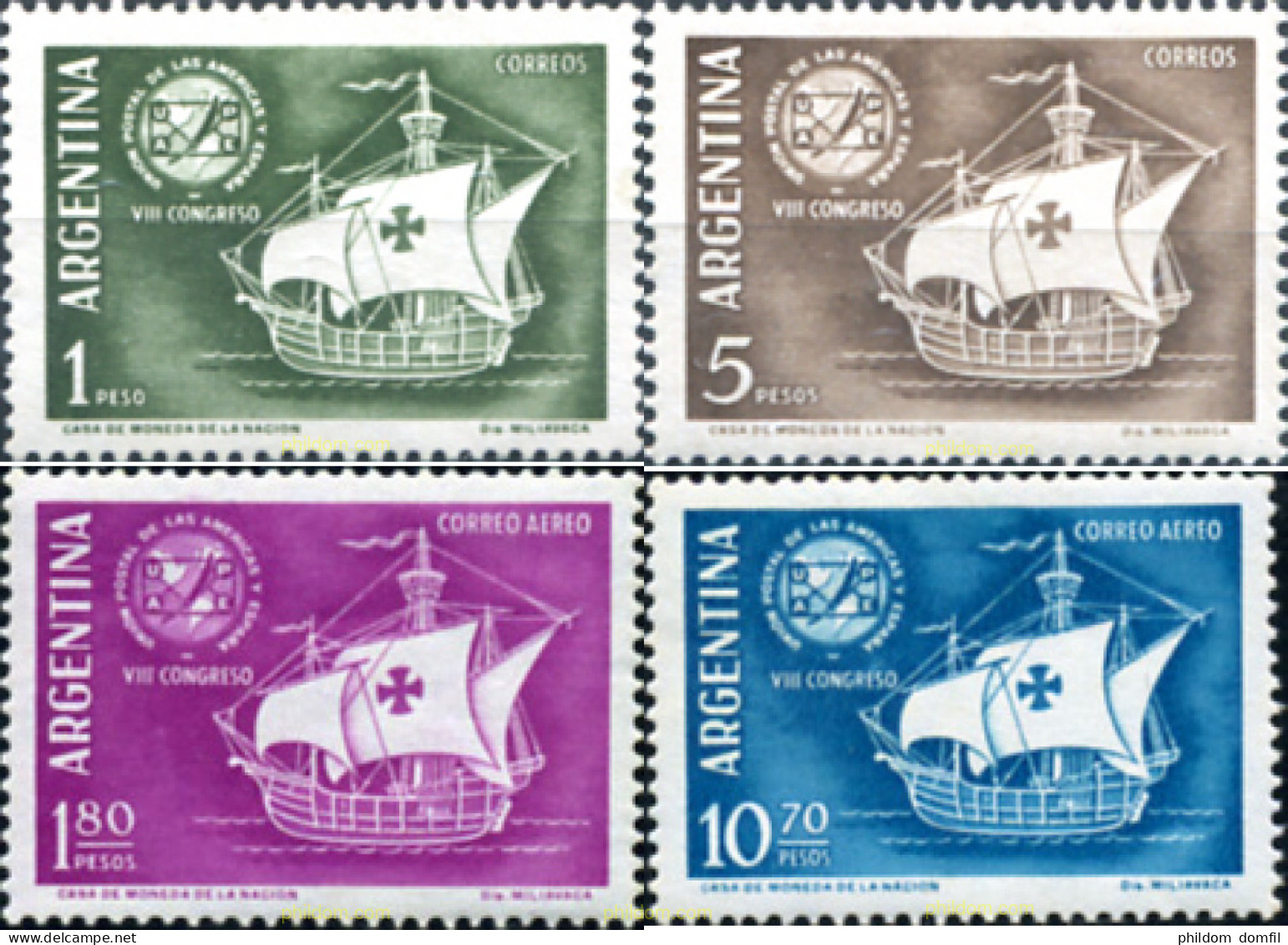 726585 HINGED ARGENTINA 1960 8 CONGRESO DE LA UNION POSTAL DE AMERICA Y ESPAÑA - Unused Stamps