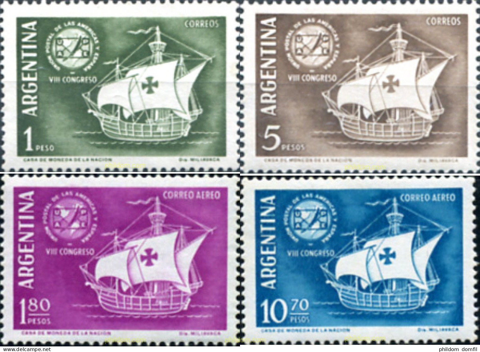 726585 HINGED ARGENTINA 1960 8 CONGRESO DE LA UNION POSTAL DE AMERICA Y ESPAÑA - Unused Stamps