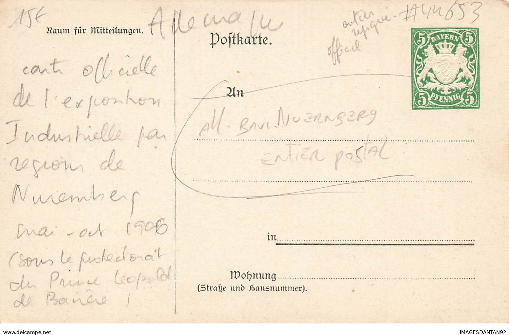 ALLEMAGNE #MK44653 BAVIERE NUERNBERG ENTIER POSTAL - Nürnberg