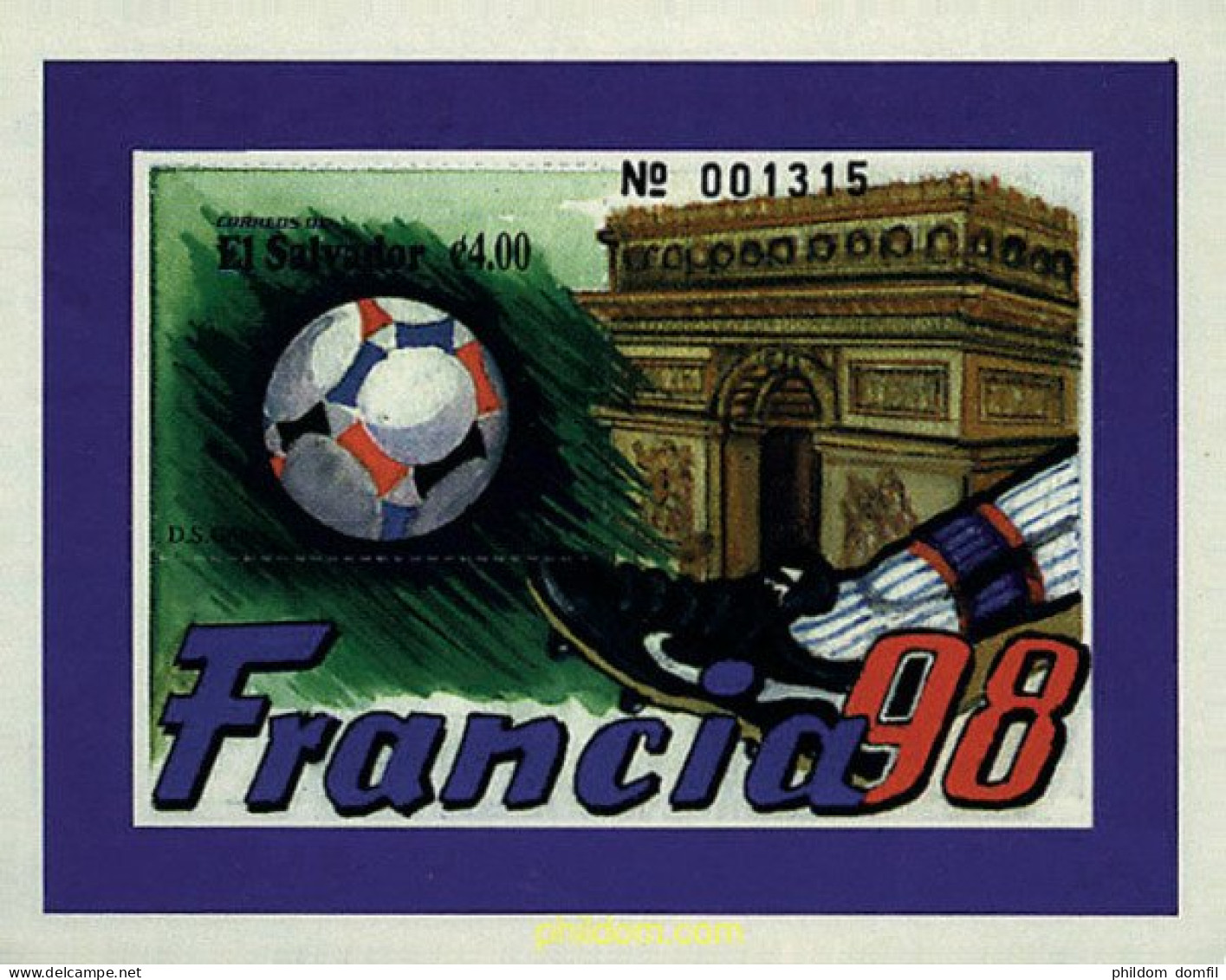 35601 MNH EL SALVADOR 1998 COPA DEL MUNDO DE FUTBOL. FRANCIA-98 - El Salvador