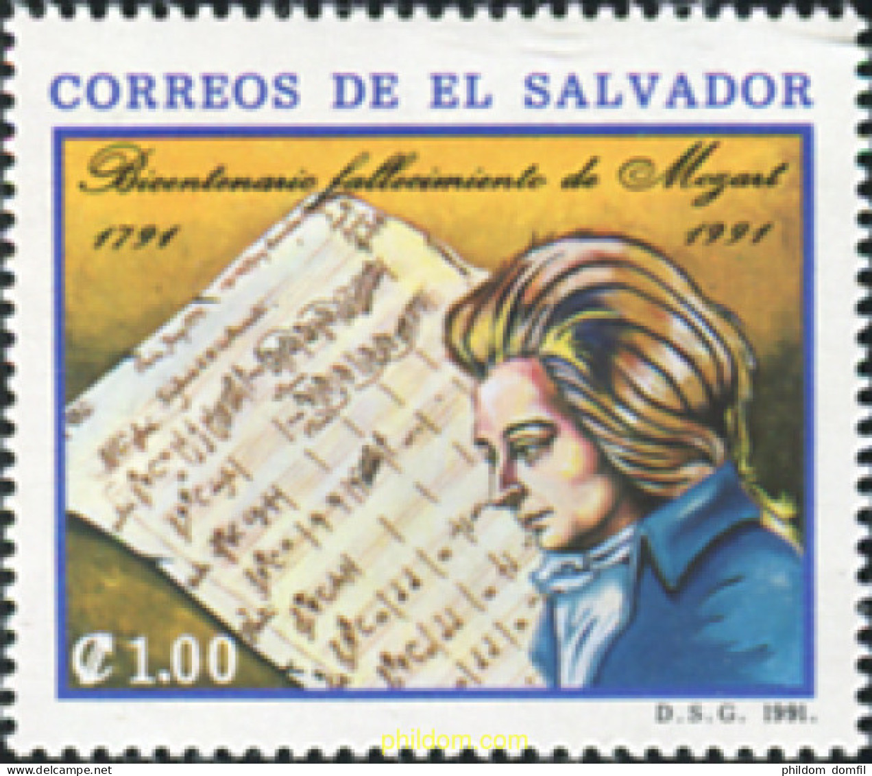 359150 MNH EL SALVADOR 1991 200 ANIVERSARIO DE LA MUERTE DE W. A. MOZART - Salvador