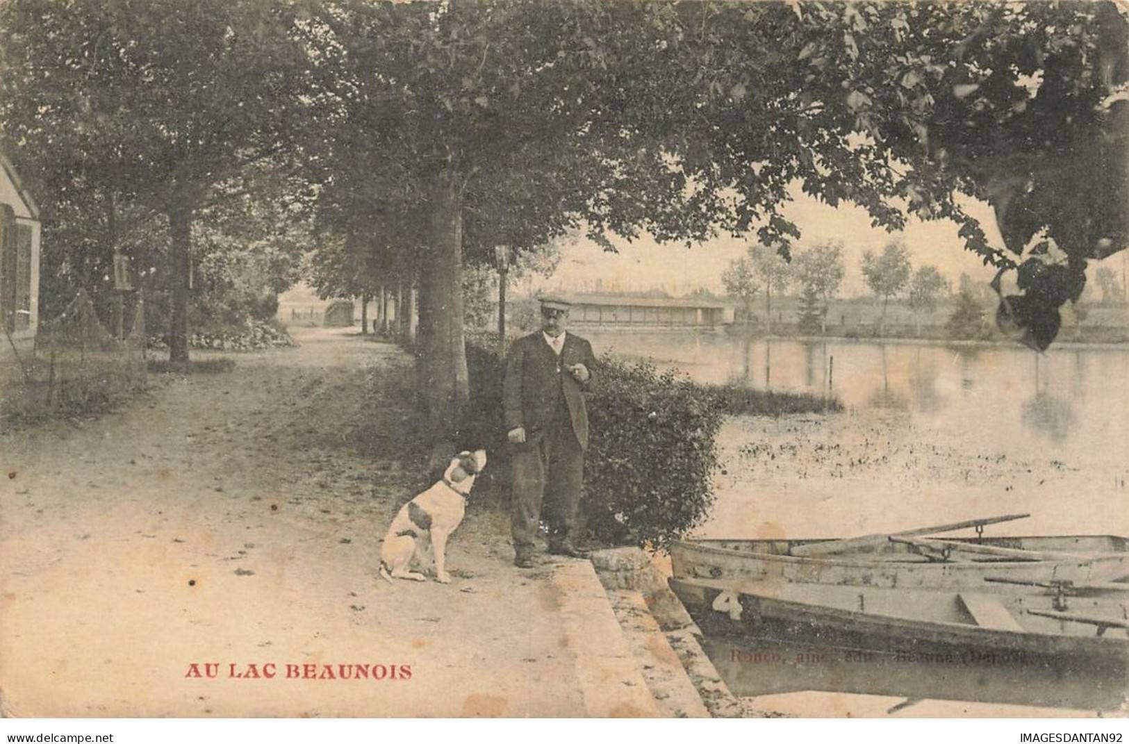 21 BEAUNE #MK42493 AU LAC BEAUNOIS HOMME ET UN CHIEN + CACHET MINISTERE GUERRE BEAUNE - Beaune