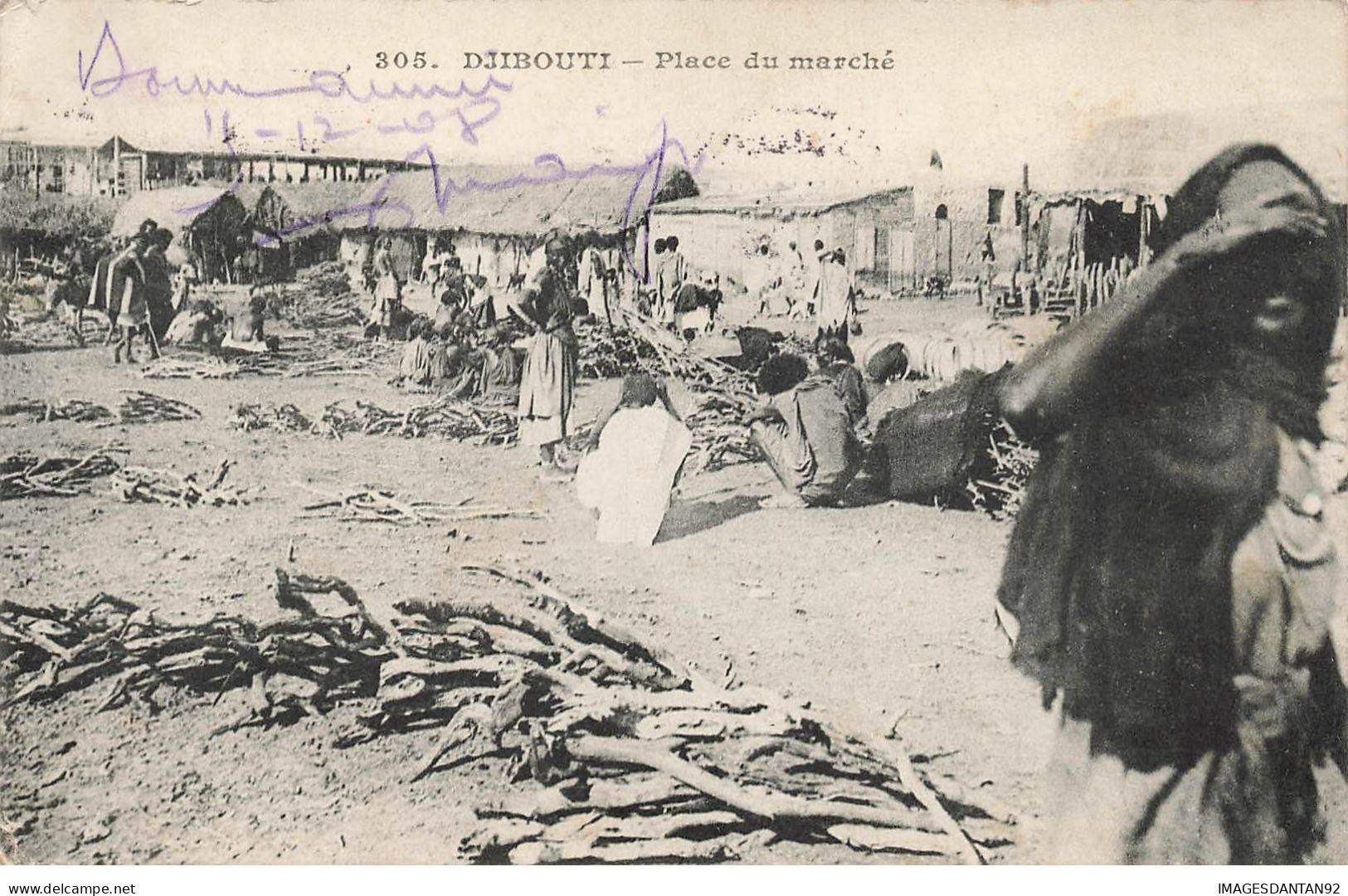 DJIBOUTI #MK46646 PLACE DU MARCHE + CACHET PAQ MARSEILLE A YOKOHAMA - Djibouti