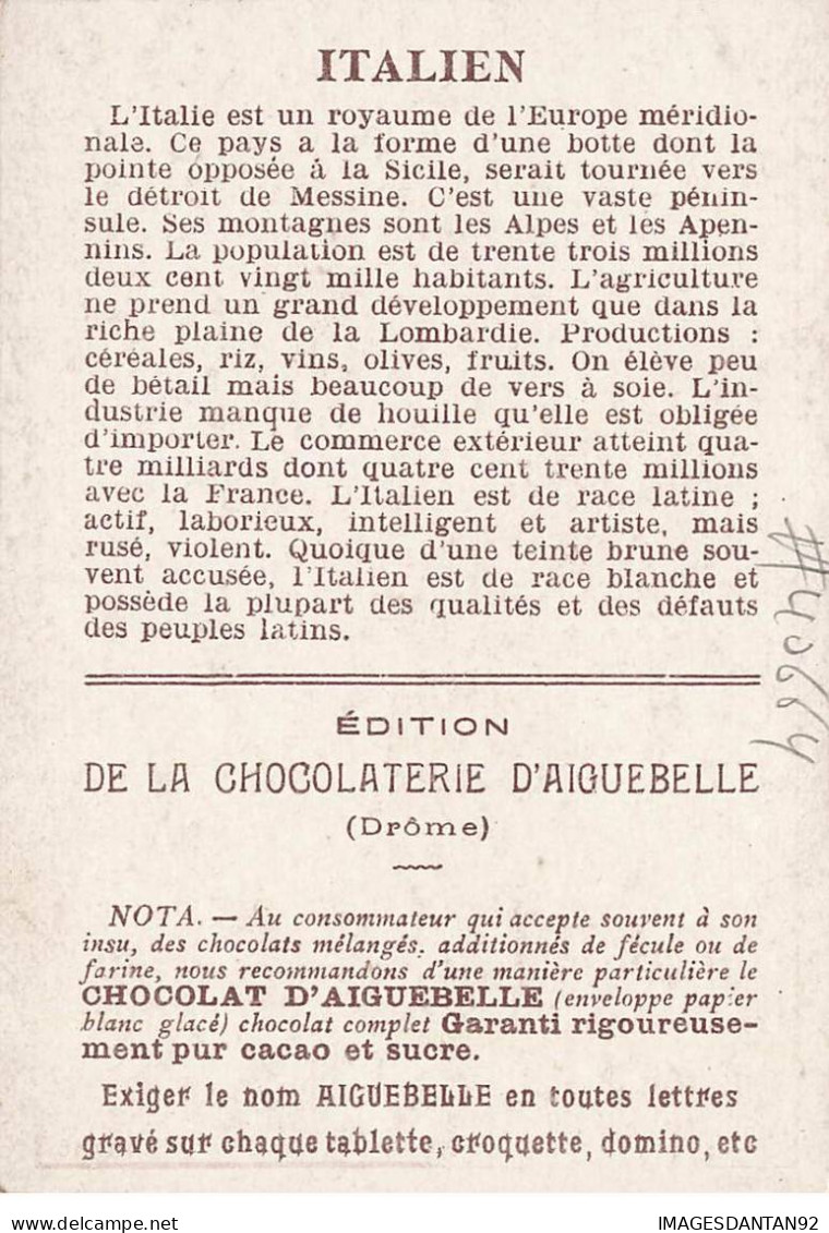 CHROMO #MK40664 ITALIEN CHOCOLATERIE D AIGUEBELLE - Aiguebelle