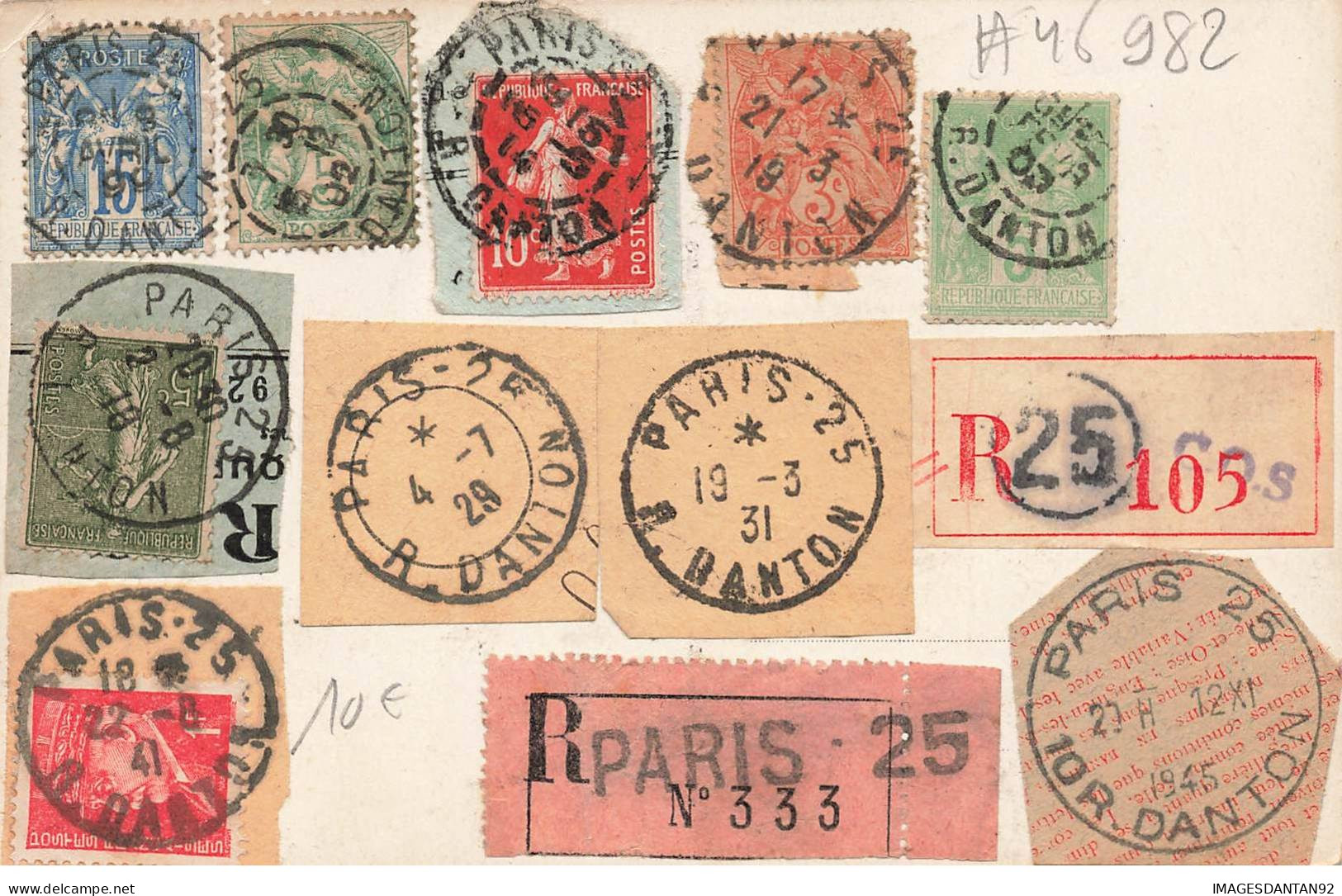 75006 PARIS  #FG46982 CACHETS DIVERS RUE DANTON - Used Stamps