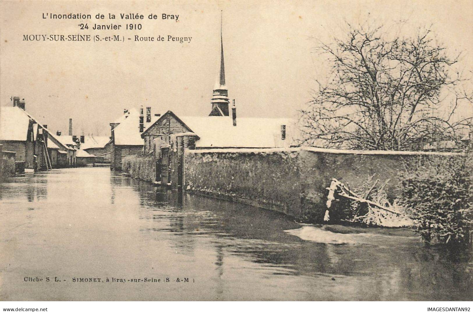 77 BRAY #MK46435 L INONDATION DE LA VALLEE DE BRAY 24 JANVIER 1910 MOUY SUR SEINE ROUTE DE PEUGNY - Bray Sur Seine
