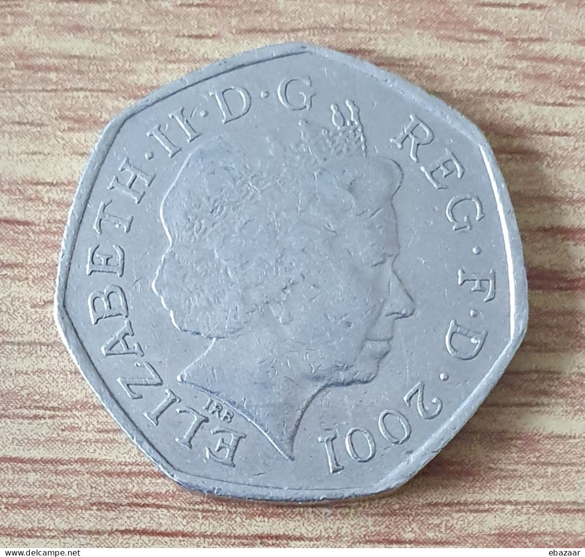 Great Britain 2001 United Kingdom Of England H.M. Queen Elizabeth II - Fifty 50 Pence Coin UK GB - 50 Pence