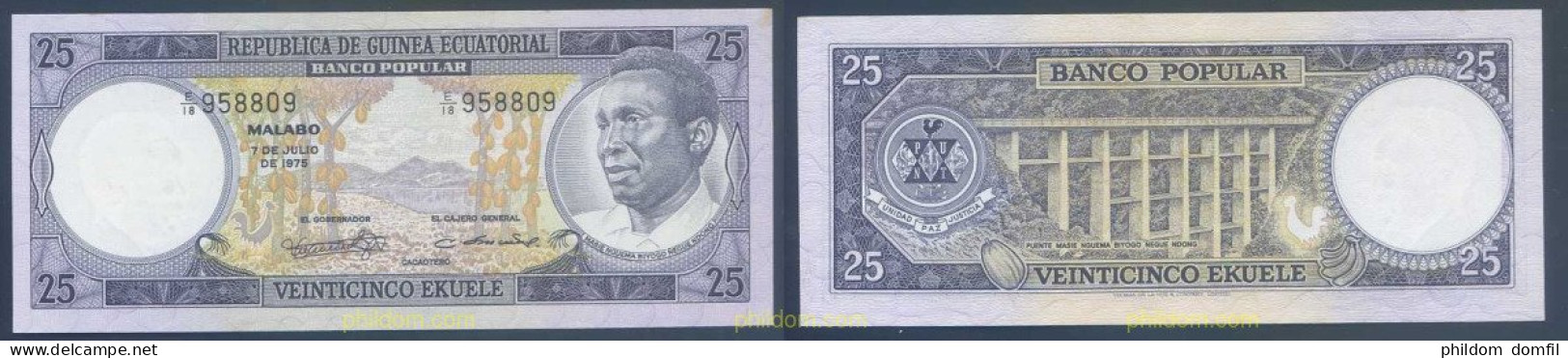 3190 GUINEA ECUATORIAL 1975 GUINEA ECUATORIAL 25 EKUELE 1975 - Guinée Equatoriale