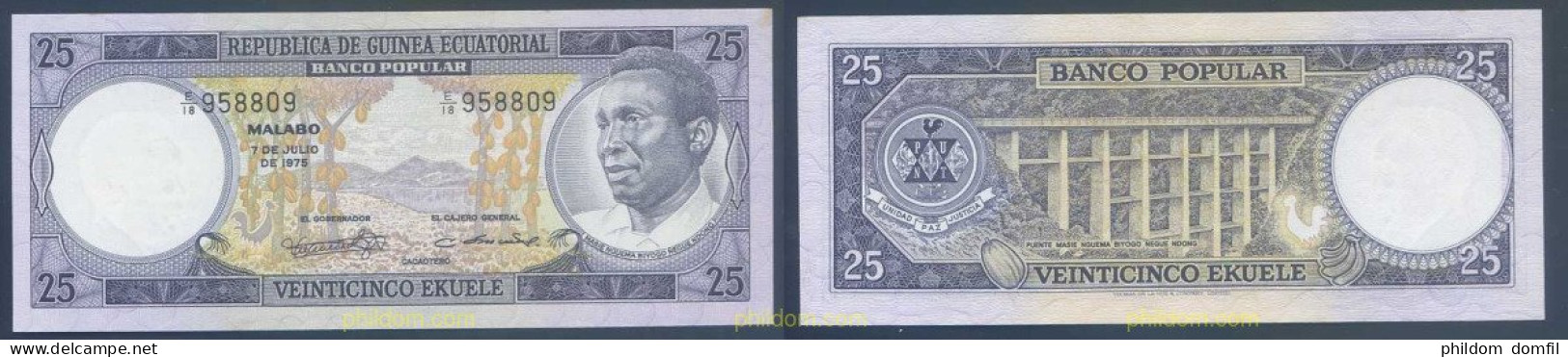 3190 GUINEA ECUATORIAL 1975 GUINEA ECUATORIAL 25 EKUELE 1975 - Equatoriaal-Guinea