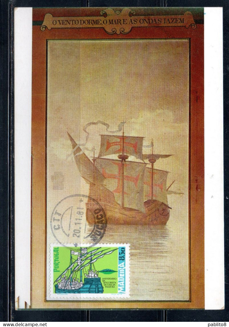 MADERA MADEIRA 1981 DISCOVERY OF ANNIVERSARY AXPLORER SHIP 8.50e MAXI MAXIMUM CARD CARTE - Madère