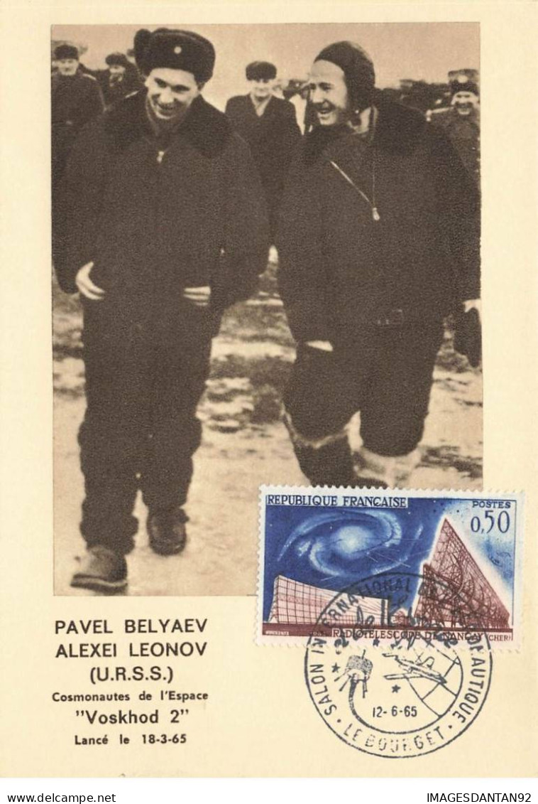 AVIATION ESPACE #FG46976 PAVEL BELYAEV ALEXEI LEONOV URSS RUSSIE LE BOURGET CARTE MAXIMUM - Ruimtevaart