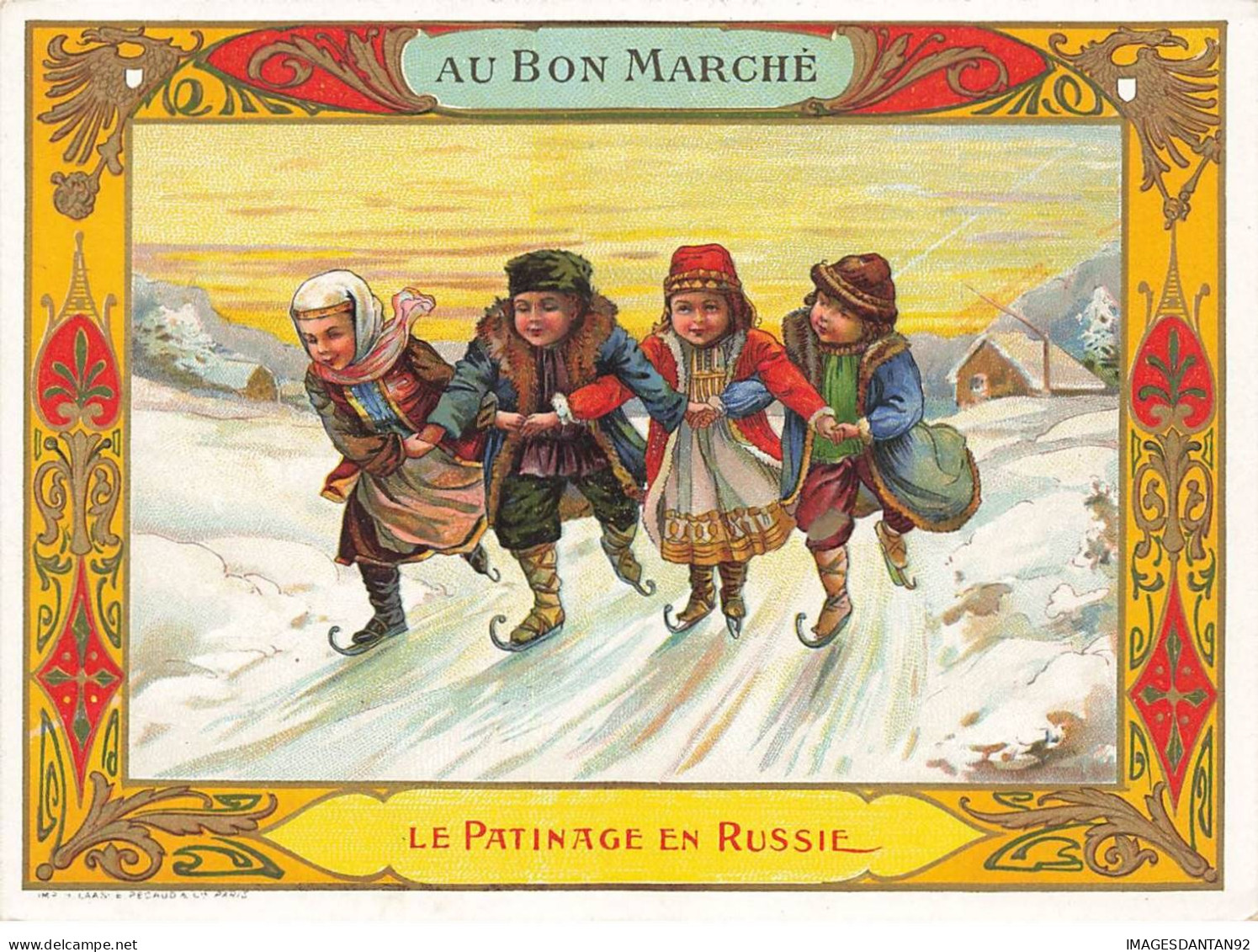 CHROMO #MK41177 AU BON MARCHE LE PATINAGE EN RUSSIE - Au Bon Marché