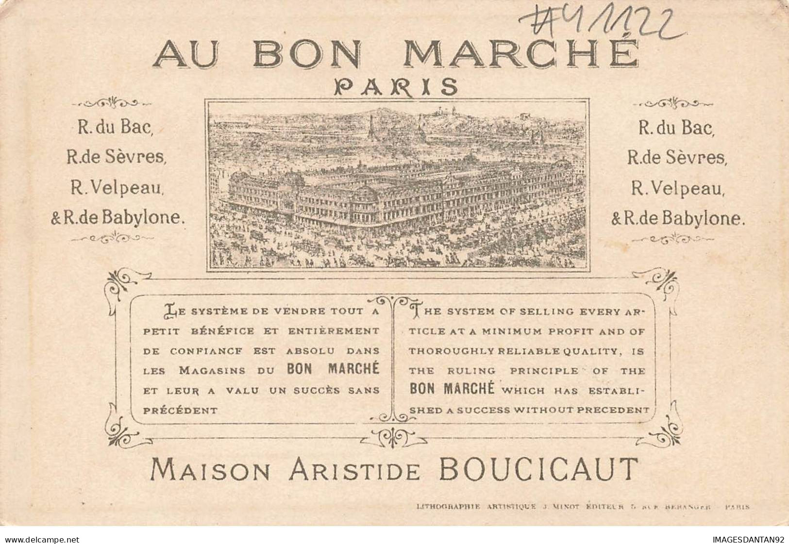 CHROMO #MK41122 AU BON MARCHE CHASSE CHIENS HOMME AU FUSIL ET UN PEINTRE MINOT - Au Bon Marché