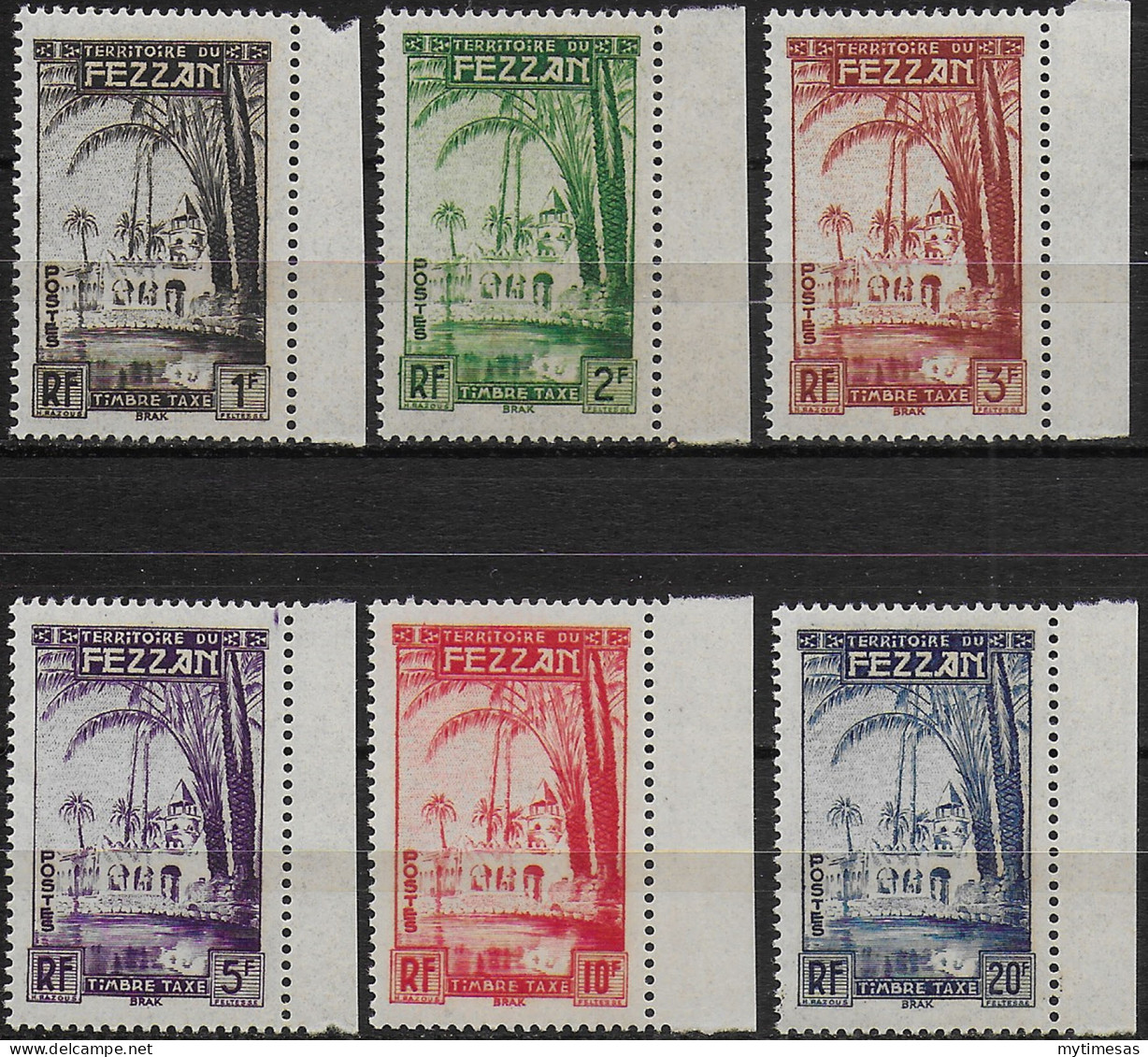 1950 Fezzan Brak Oasis Postage Due 6v. MNH Sassone N. 1/6 - Other & Unclassified