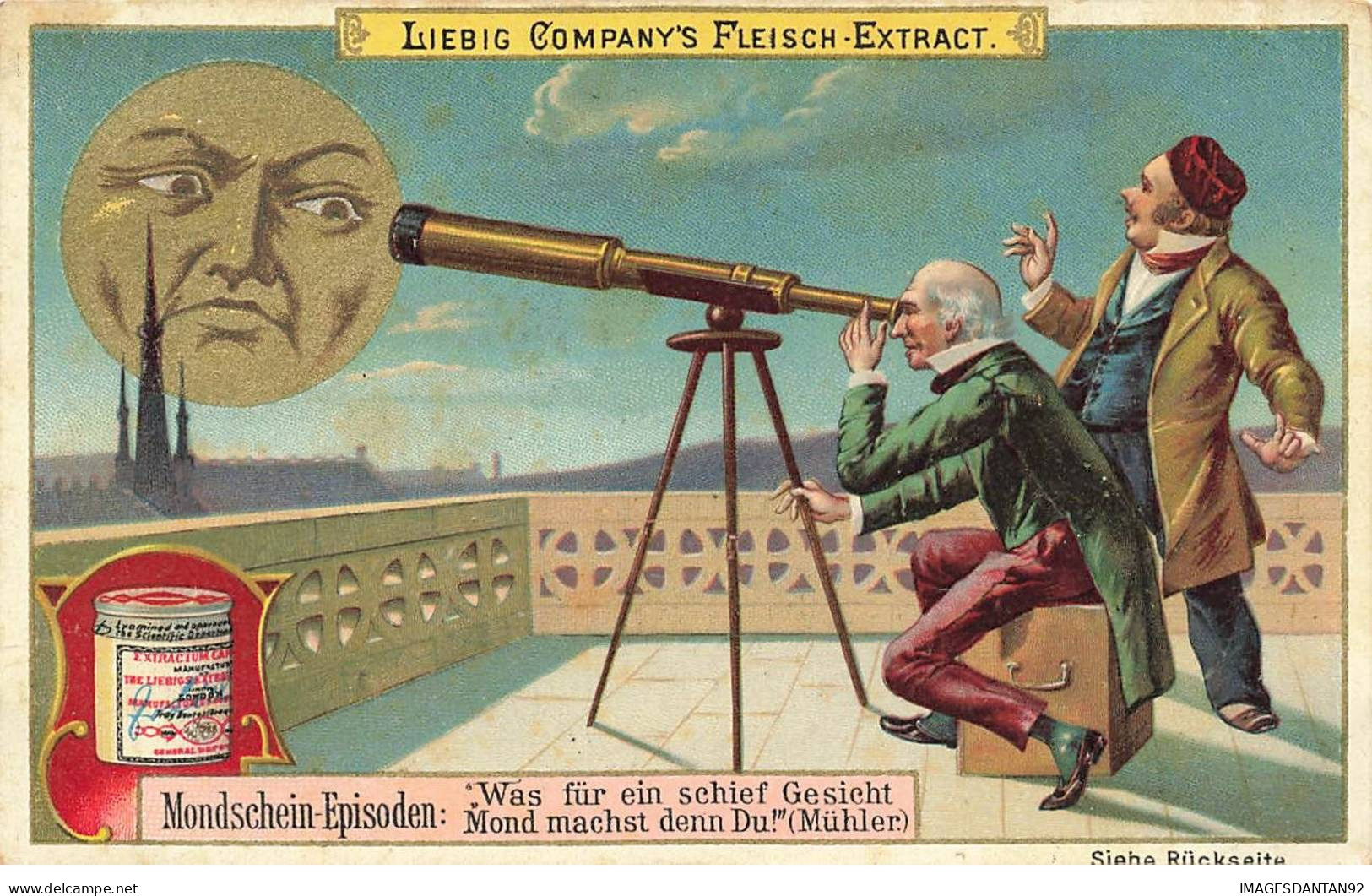 CHROMO #MK40493 S443 LIEBIG TELESCOPE LUNE MOON LIEBIG COMPANYS FLEISCH EXTRACT - Liebig