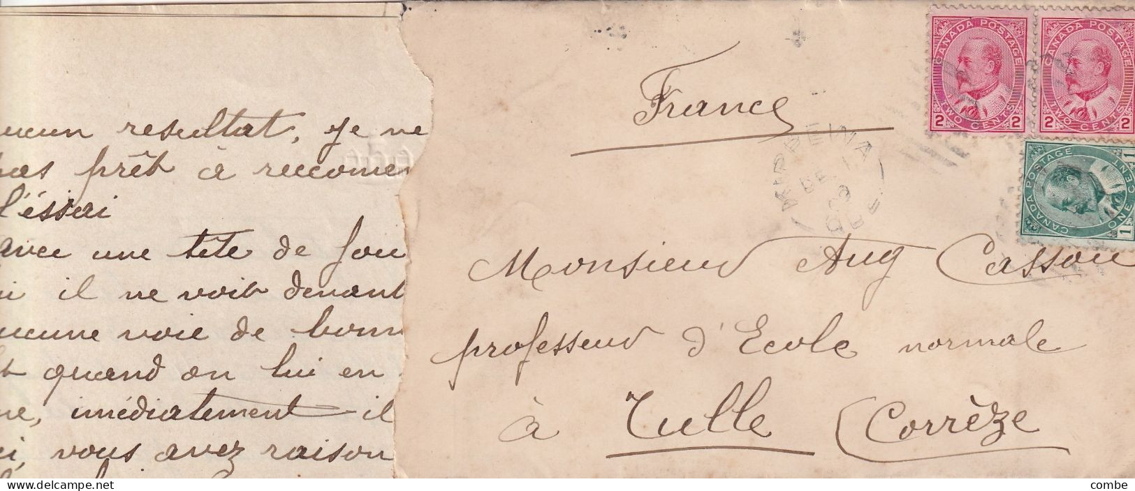 LETTRE. CANADA. MONTREAL. 1 12 1929. POUR TULLE FRANCE. PAR KIPEWA, MATTAWA - Covers & Documents