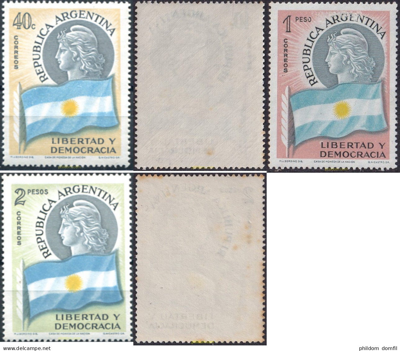 726222 MNH ARGENTINA 1958 LIBERTAD Y DEMOCRACIA - Ungebraucht