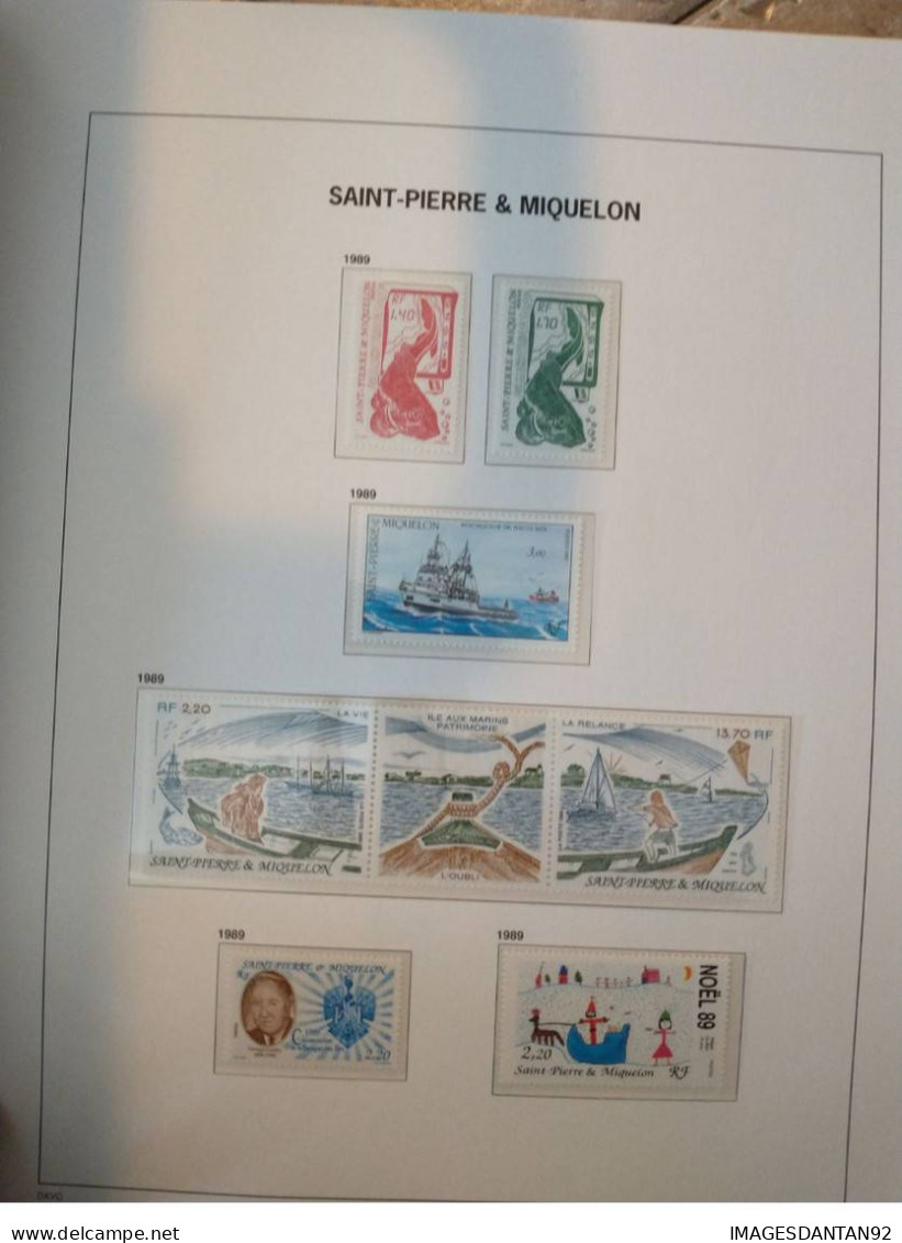 SAINT PIERRE ET MIQUELON ANNEES COMPLETES 1986 A 2008 + BLOCS EN NEUF AVEC ALBUM DAVO