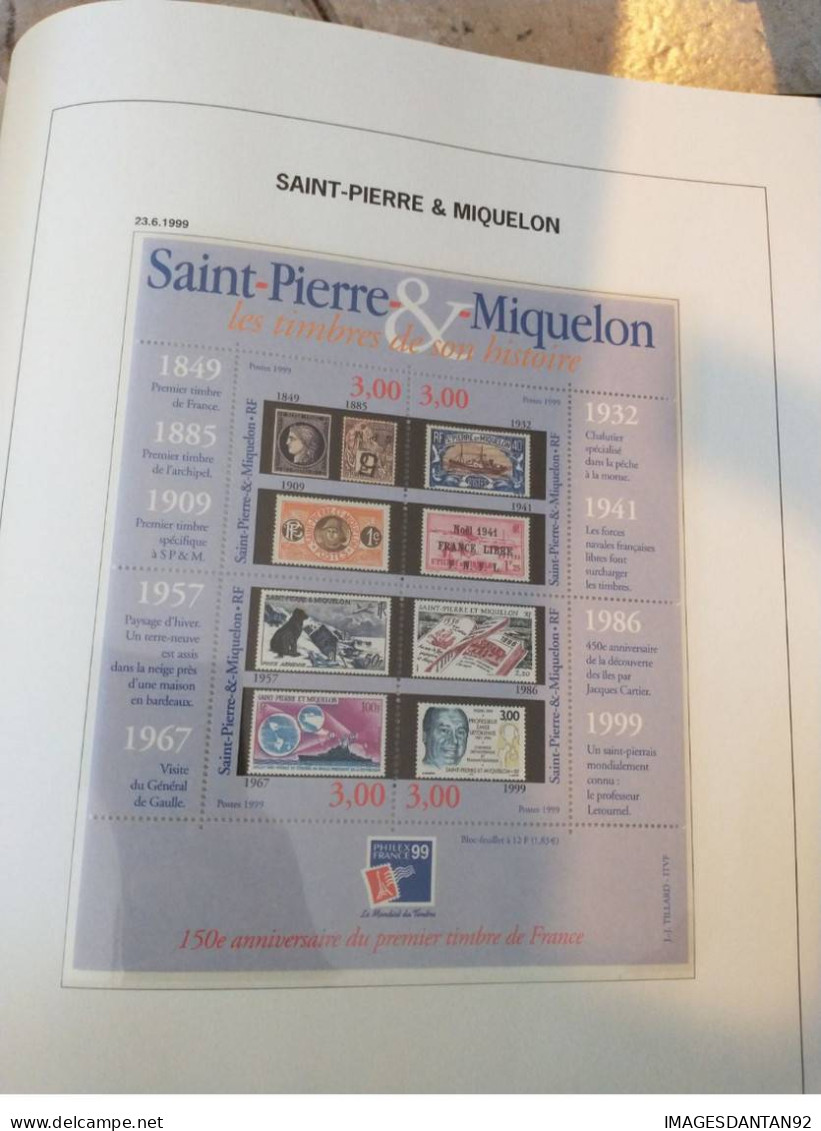SAINT PIERRE ET MIQUELON ANNEES COMPLETES 1986 A 2008 + BLOCS EN NEUF AVEC ALBUM DAVO