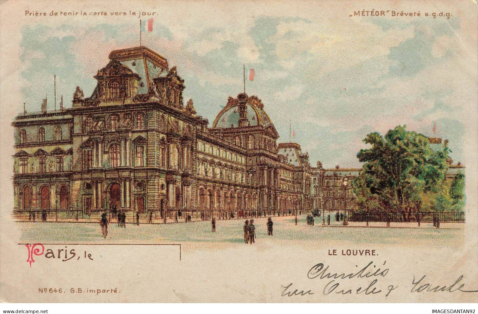 HOLD TO LIGHT #SAN47272 PARIS LE LOUVRE METEOR CARTE A SYSTEME CONTRE LA LUMIERE - Cartoline Con Meccanismi