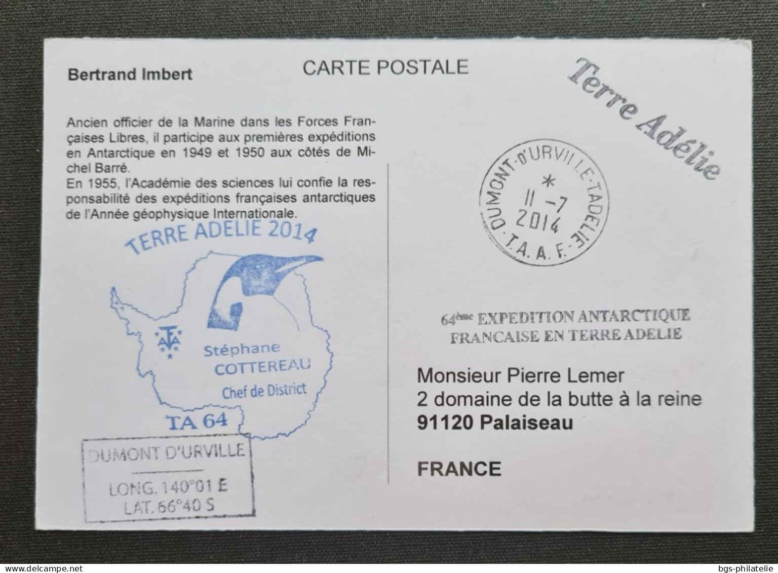 TAAF,  Timbre Numéro 689 Oblitéré De Terre Adélie Le 11/7/2014. - Lettres & Documents