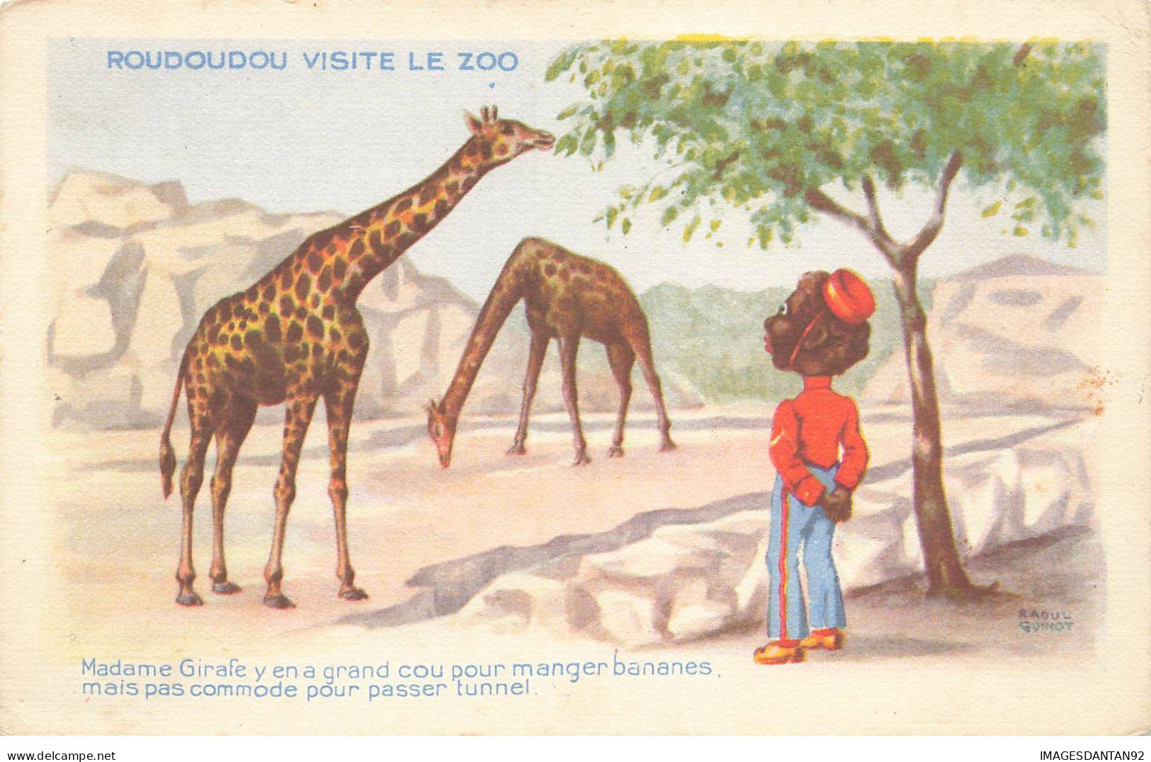 ANIMAUX #SAN47240 GIRAFES ROUDOUDOU VISITE LE ZOO MADAME GIRAFE A UN GRAND COU POUR MANGER DES BANANES - Girafes