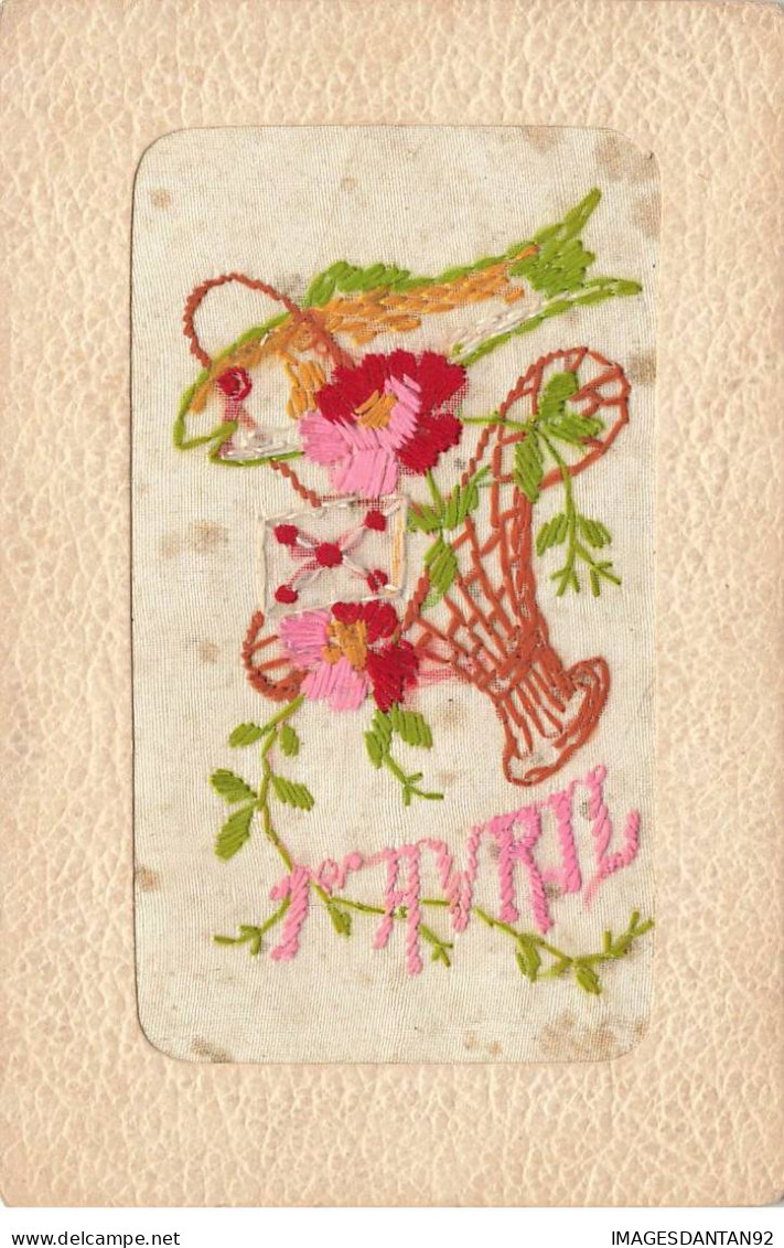 FANTAISIE  #SAN47170 CARTE BRODEE POISSON 1ER AVRIL - Embroidered