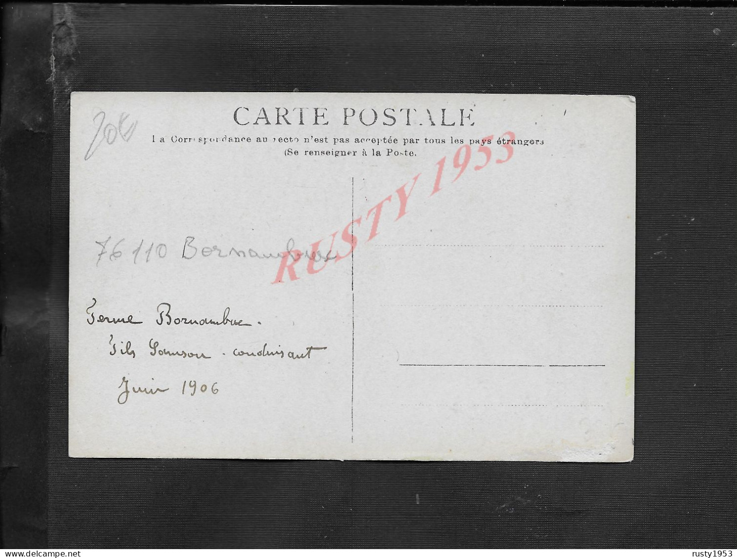 CARTE PHOTO DE LA FERME BORNAMBUSC 78 JUIN 1906 PERSONNAGES & ATTELAGE CHEVAUX RARE : - Boerderijen