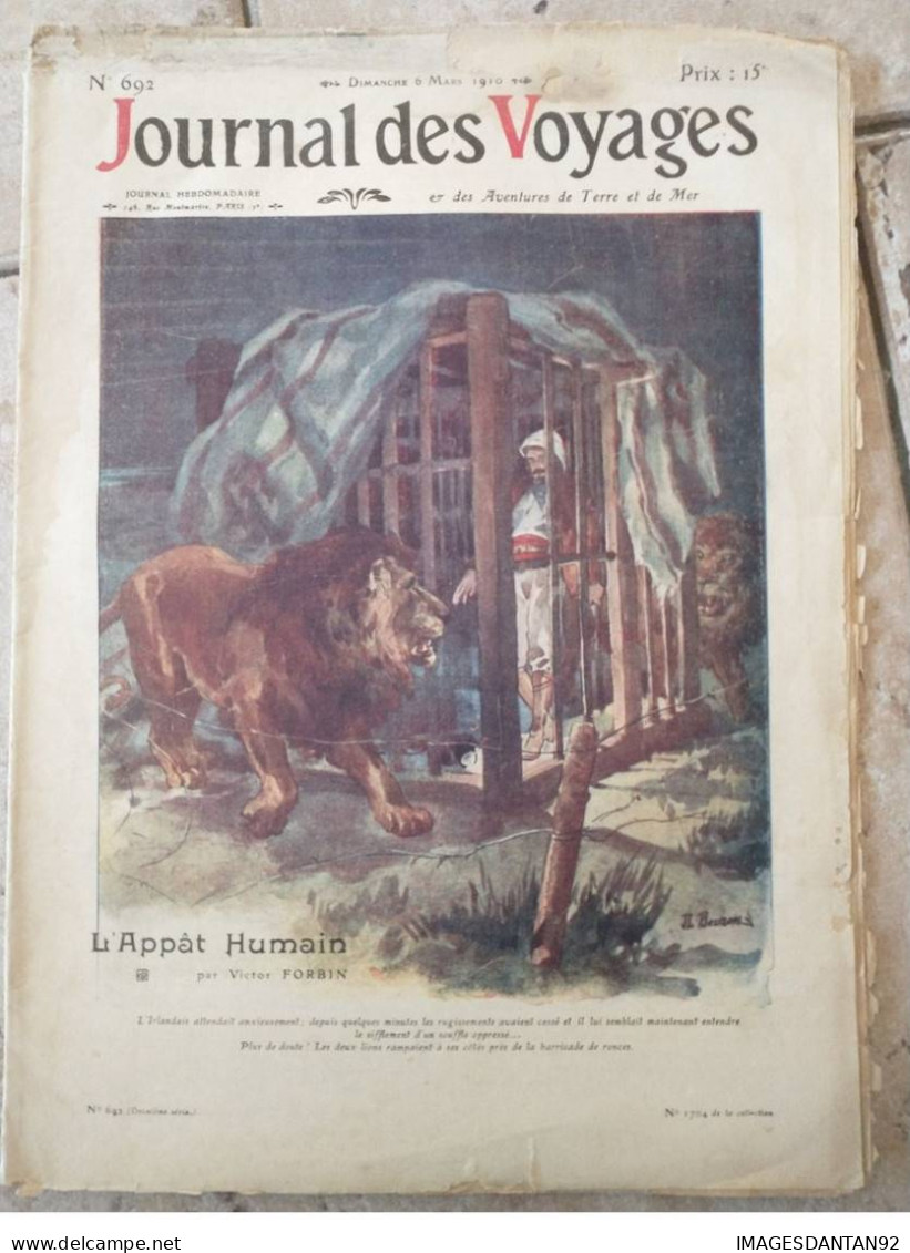 JOURNAL DES VOYAGES N°692 MARS 1910 APPAT HUMAIN - Otros & Sin Clasificación