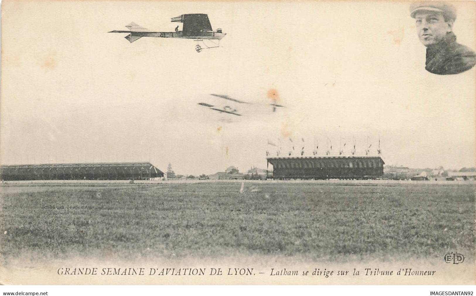 AVIATION #SAN46923 GRANDE SEMAINE D AVIATION DE LYON LATHAM SE DIRIGE SUR LA TRIBUNE D HONNEUR - Aviateurs