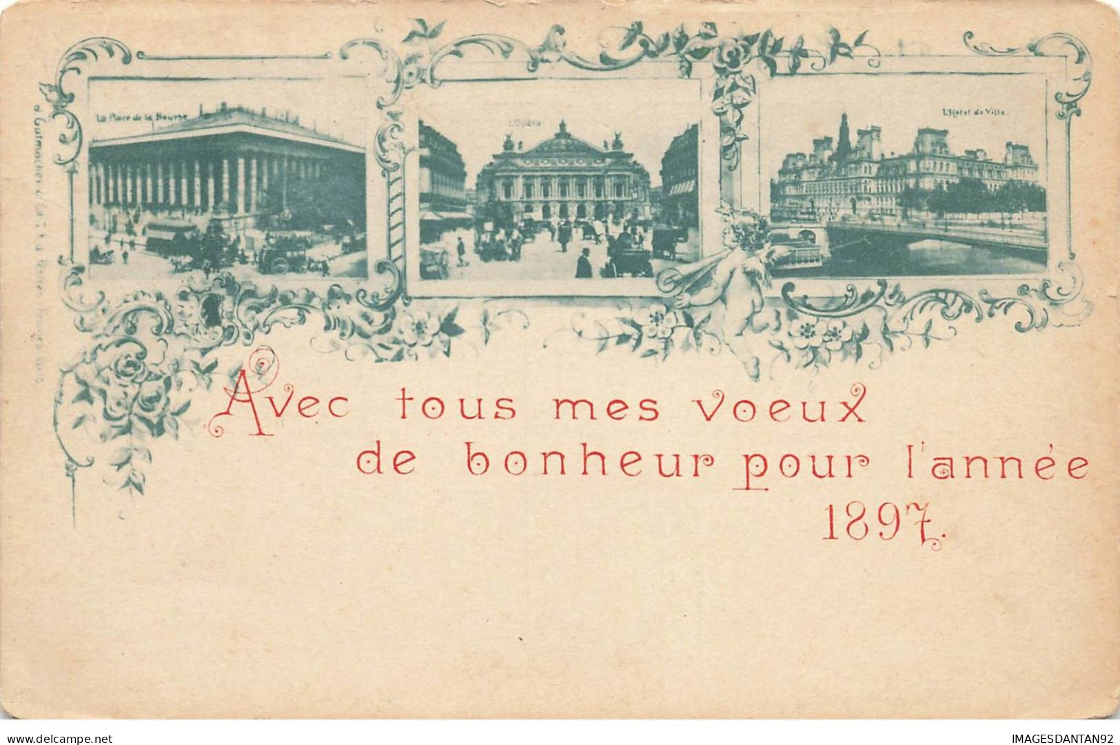 75 PARIS #MK48139 AVEC TOUS MES VOEUX DE BONHEUR POUR L ANNEE 1897 MULTI VUES - Sonstige & Ohne Zuordnung