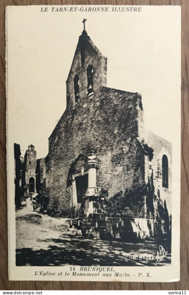 CPA BRUNIQUEL 82 L'Eglise Et Le Monument Aux Morts - Sonstige & Ohne Zuordnung