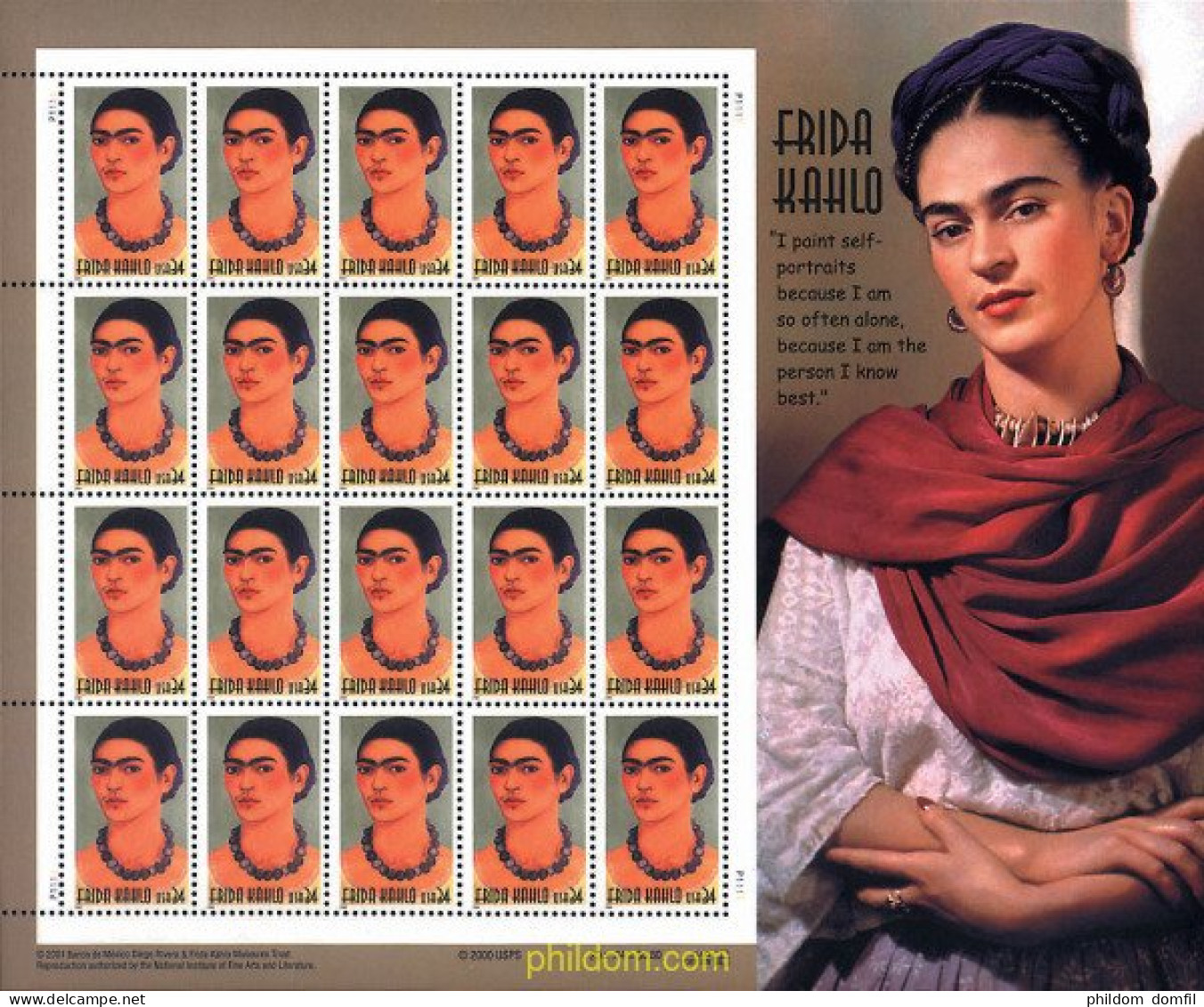 7673 MNH ESTADOS UNIDOS 2001 FRIDA KAHLO - Unused Stamps